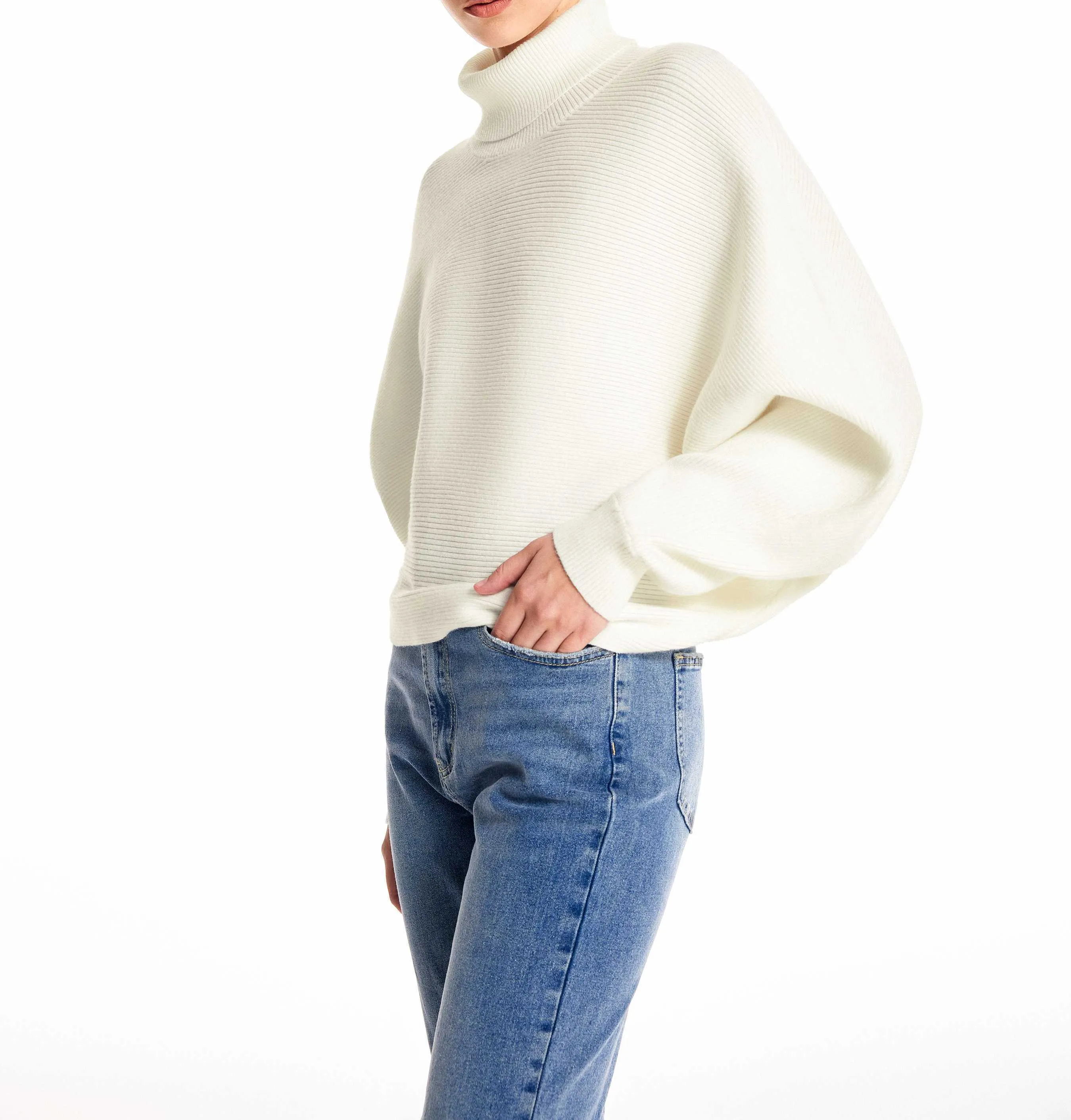 Cider  |Casual Style Nylon Long Sleeves Plain High-Neck Oversized