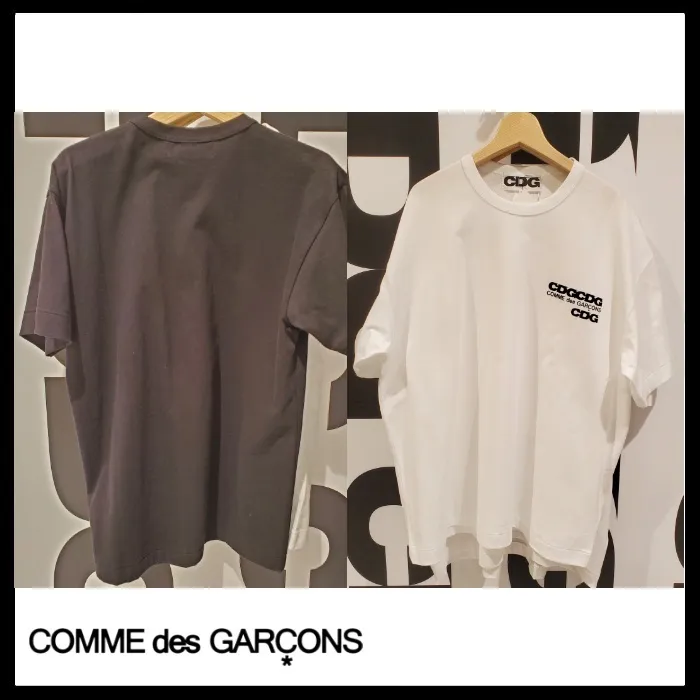 COMME des GARCONS  |Unisex Short Sleeves Oversized Logo Designers T-Shirts