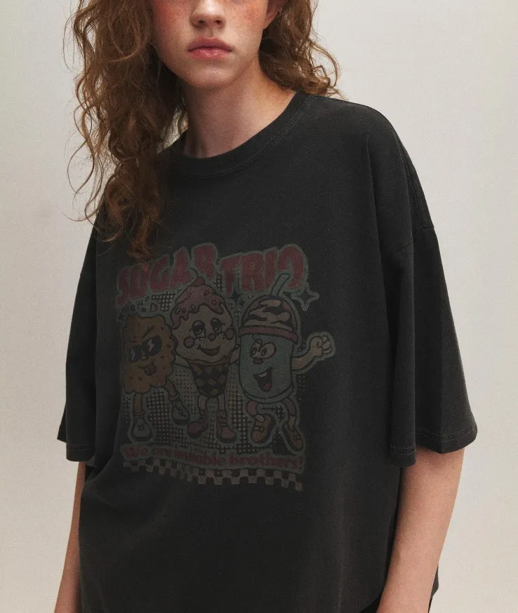 COMPAGNO  |Unisex U-Neck Cotton Oversized T-Shirts