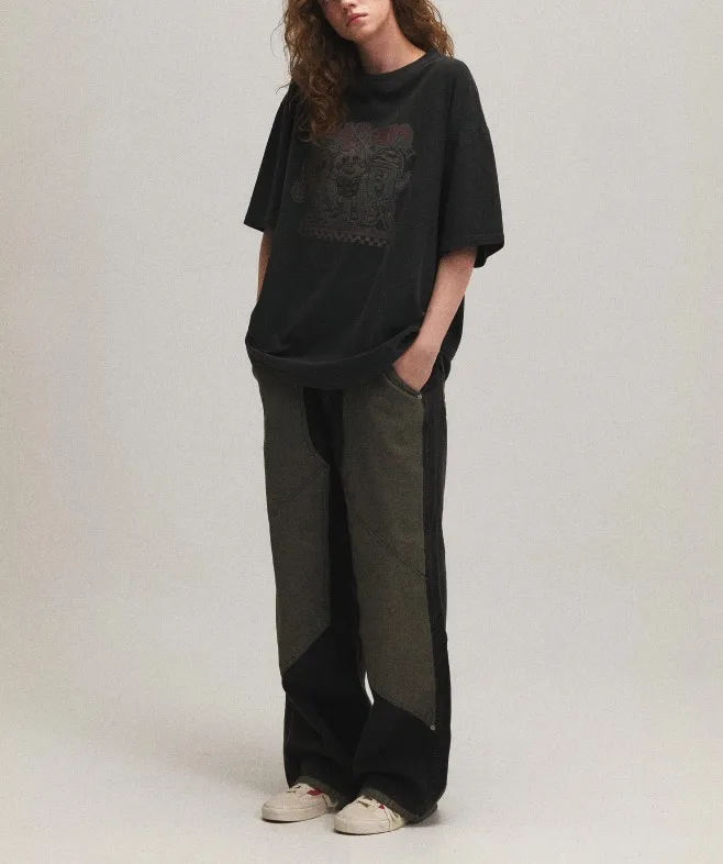 COMPAGNO  |Unisex U-Neck Cotton Oversized T-Shirts