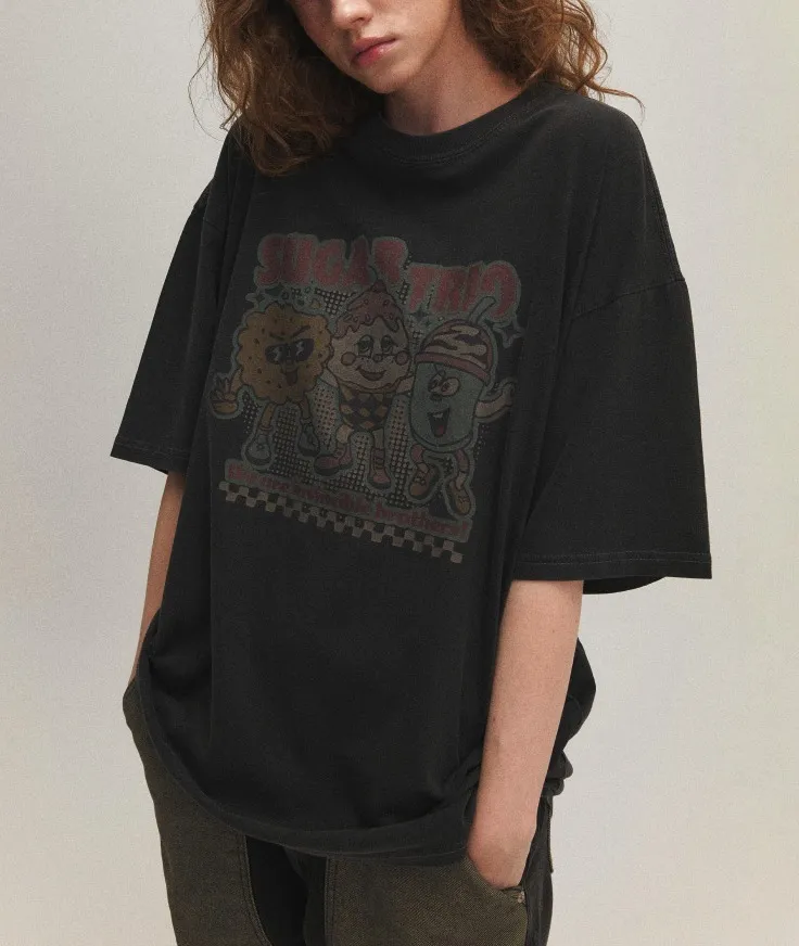 COMPAGNO  |Unisex U-Neck Cotton Oversized T-Shirts