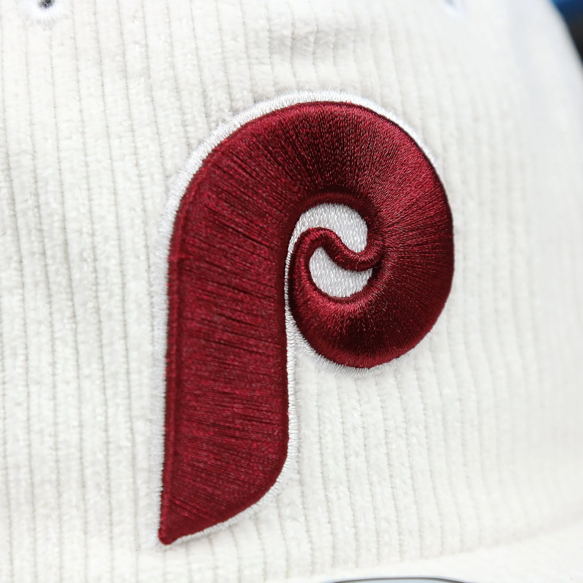 Corduroy Cooperstown Philadelphia Phillies Snapback Hat | White Corduroy Snap Cap