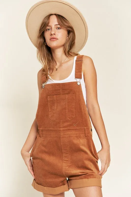 Corduroy Overall with Adjustable Shoulder Straps Plus Size