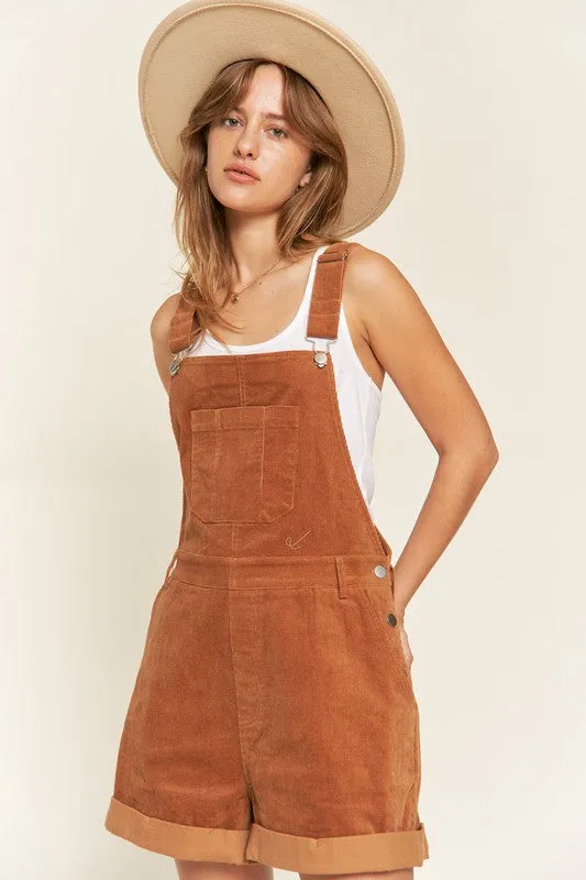 Corduroy Overall with Adjustable Shoulder Straps Plus Size