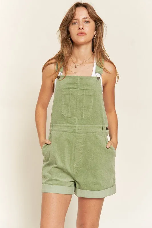 Corduroy Overall with Adjustable Shoulder Straps Plus Size