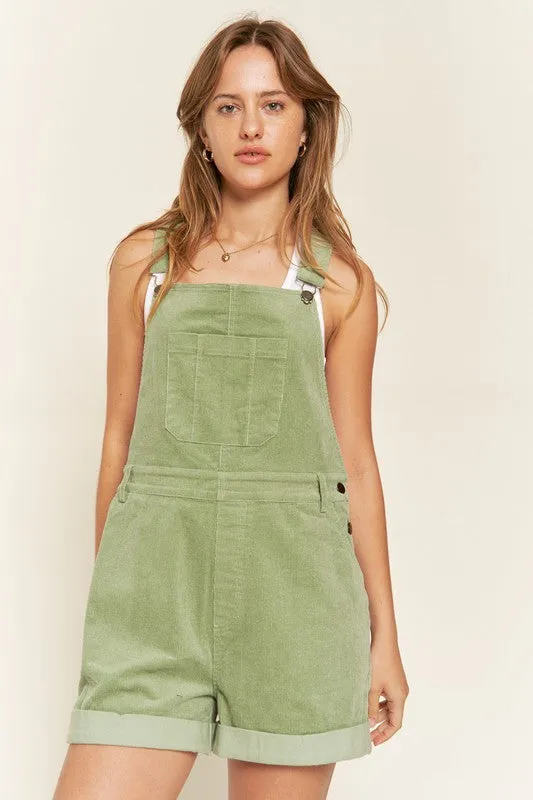 Corduroy Overall with Adjustable Shoulder Straps Plus Size