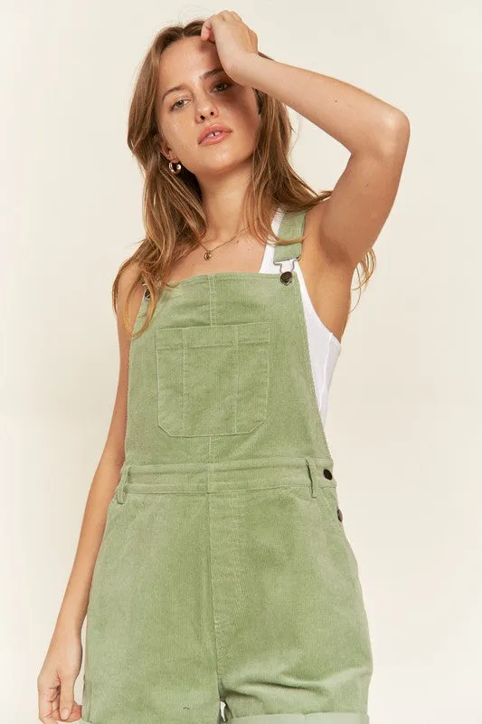 Corduroy Overall with Adjustable Shoulder Straps Plus Size