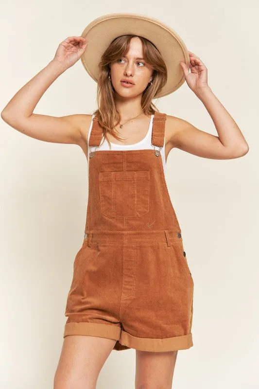 Corduroy Overall with Adjustable Shoulder Straps Plus Size