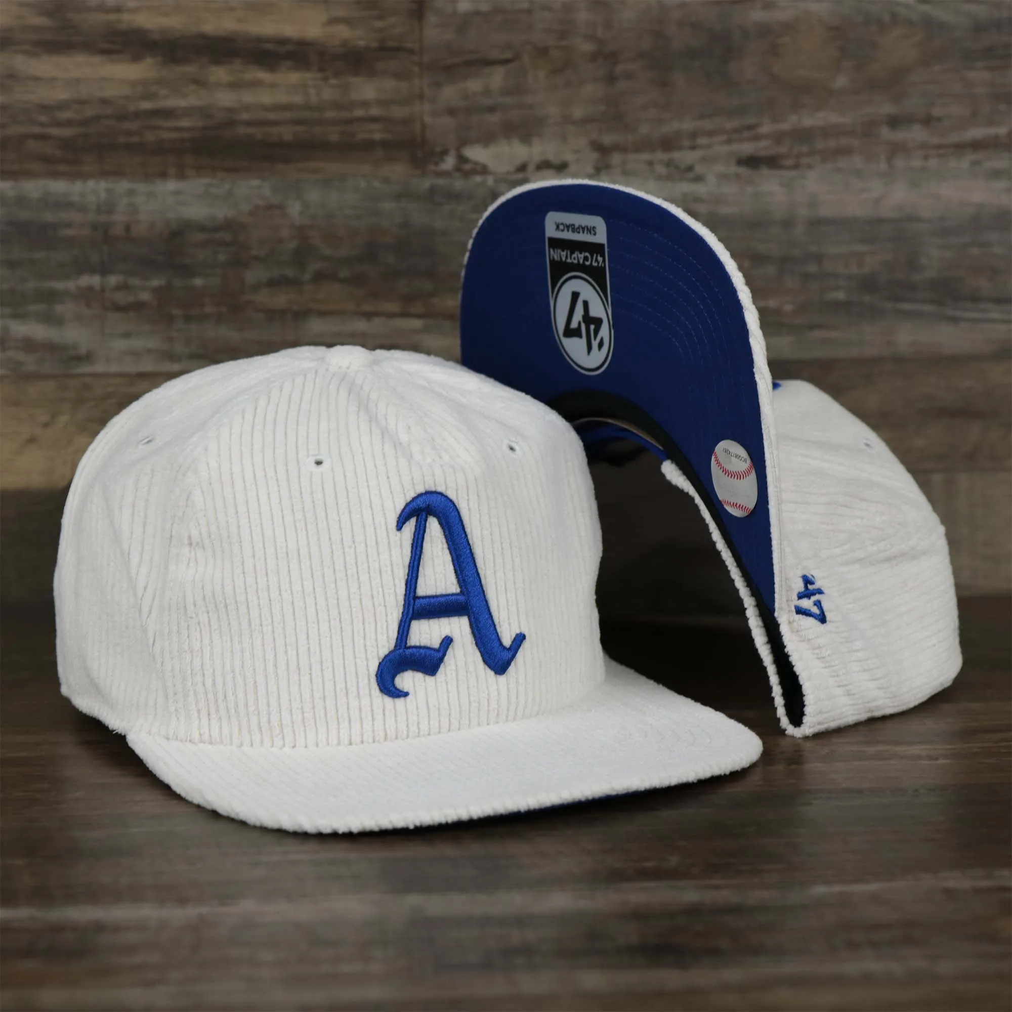 Corduroy Philadelphia Athletics Cooperstown Snapback, 47 Brand, White