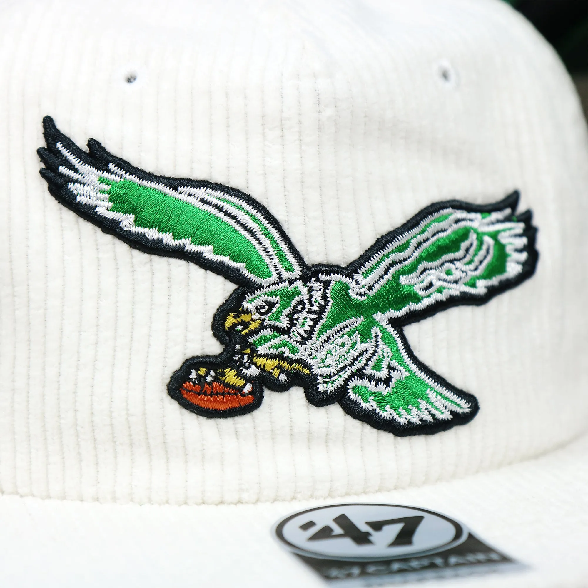 Corduroy Philadelphia Eagles Snapback Hat | White Corduroy Snap Cap