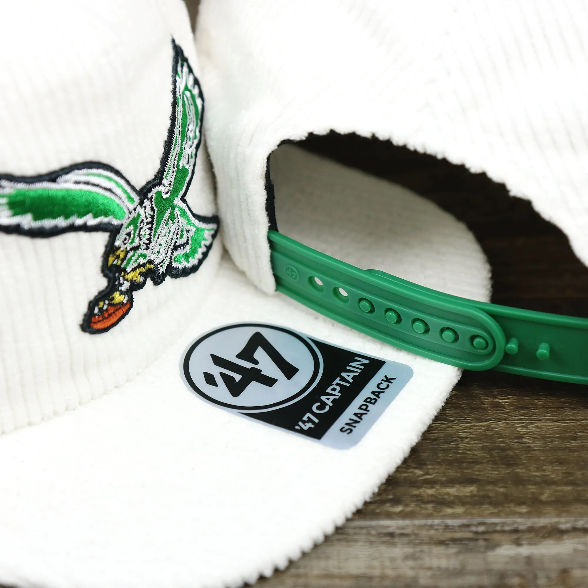 Corduroy Philadelphia Eagles Snapback Hat | White Corduroy Snap Cap