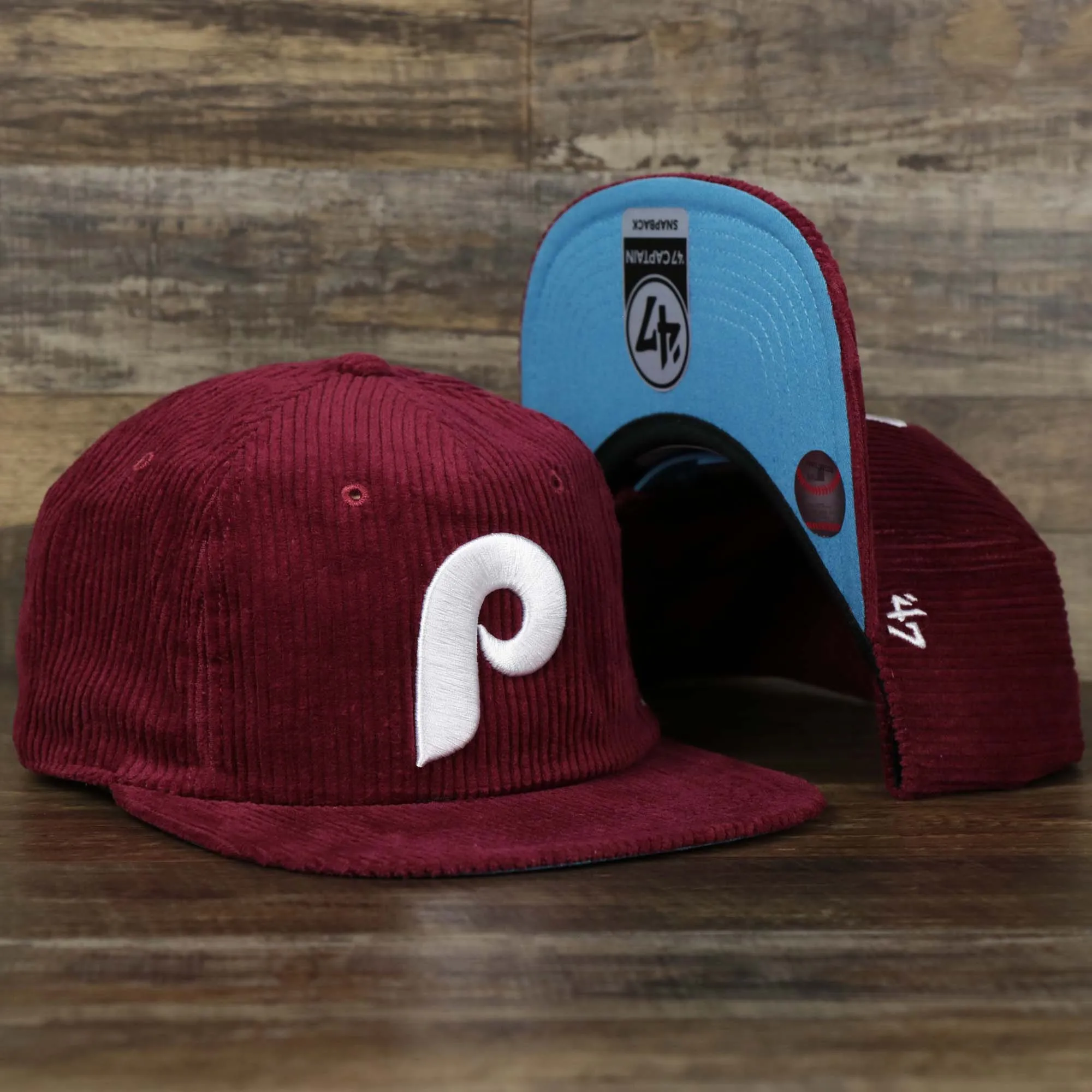 Corduroy Philadelphia Phillies Cooperstown Snapback - 47 Brand Dark Maroon