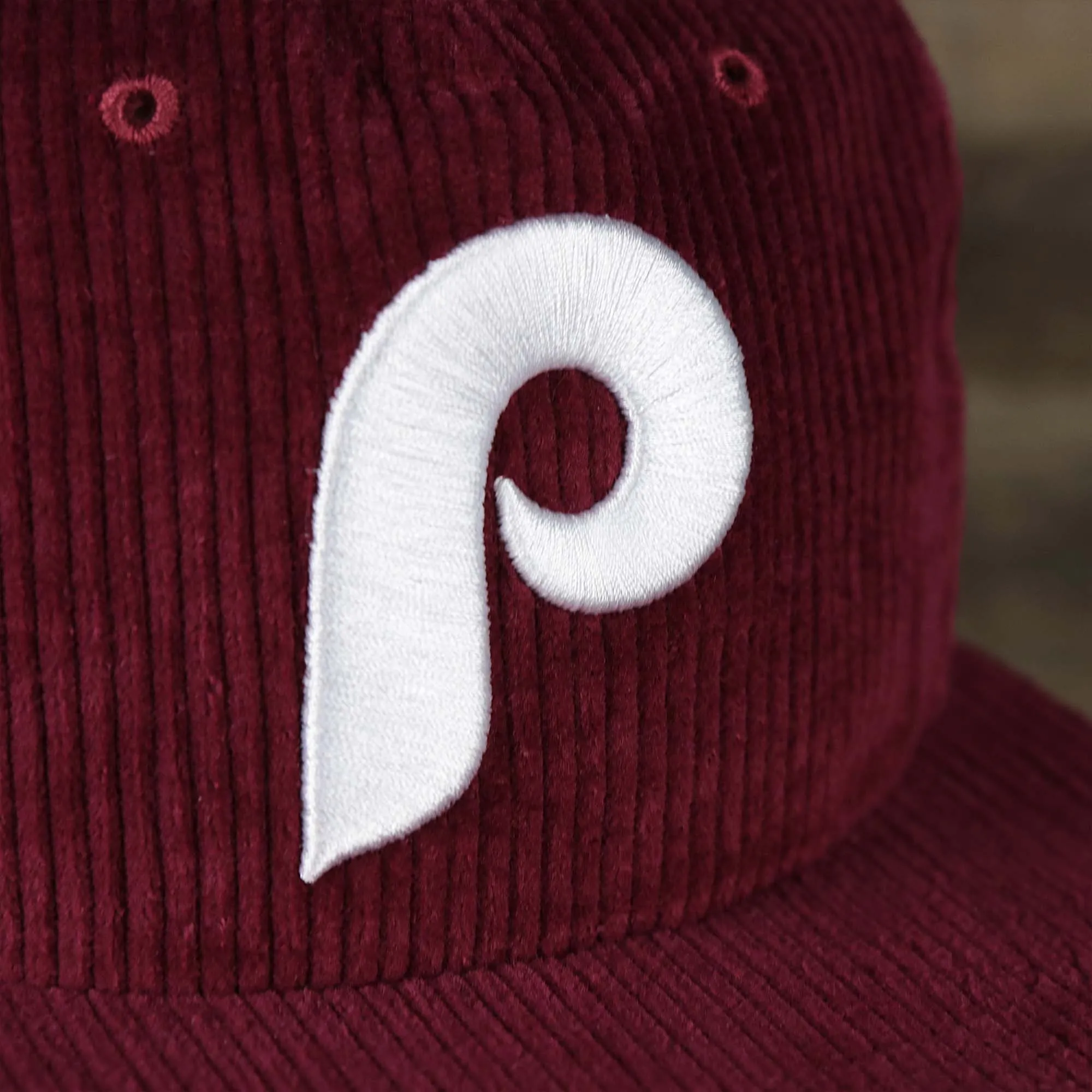 Corduroy Philadelphia Phillies Cooperstown Snapback - 47 Brand Dark Maroon