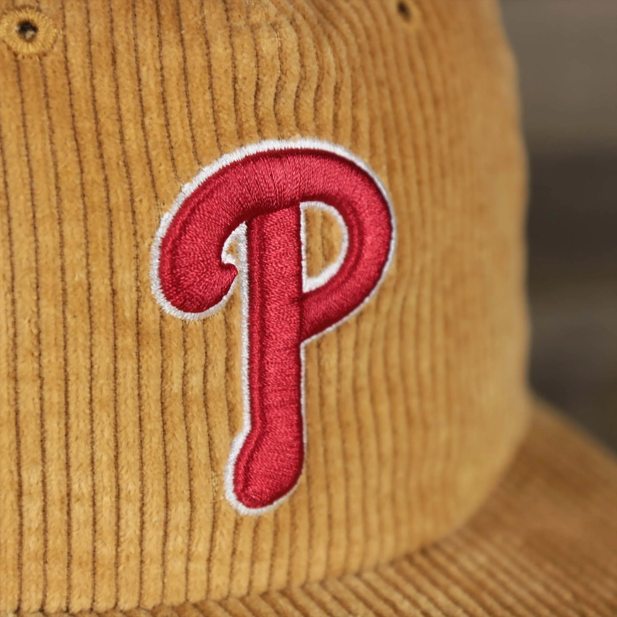 Corduroy Philadelphia Phillies Snapback | 47 Brand Khaki - Philadelphia Phillies Snapback Hat in Corduroy | Khaki | 47 Brand