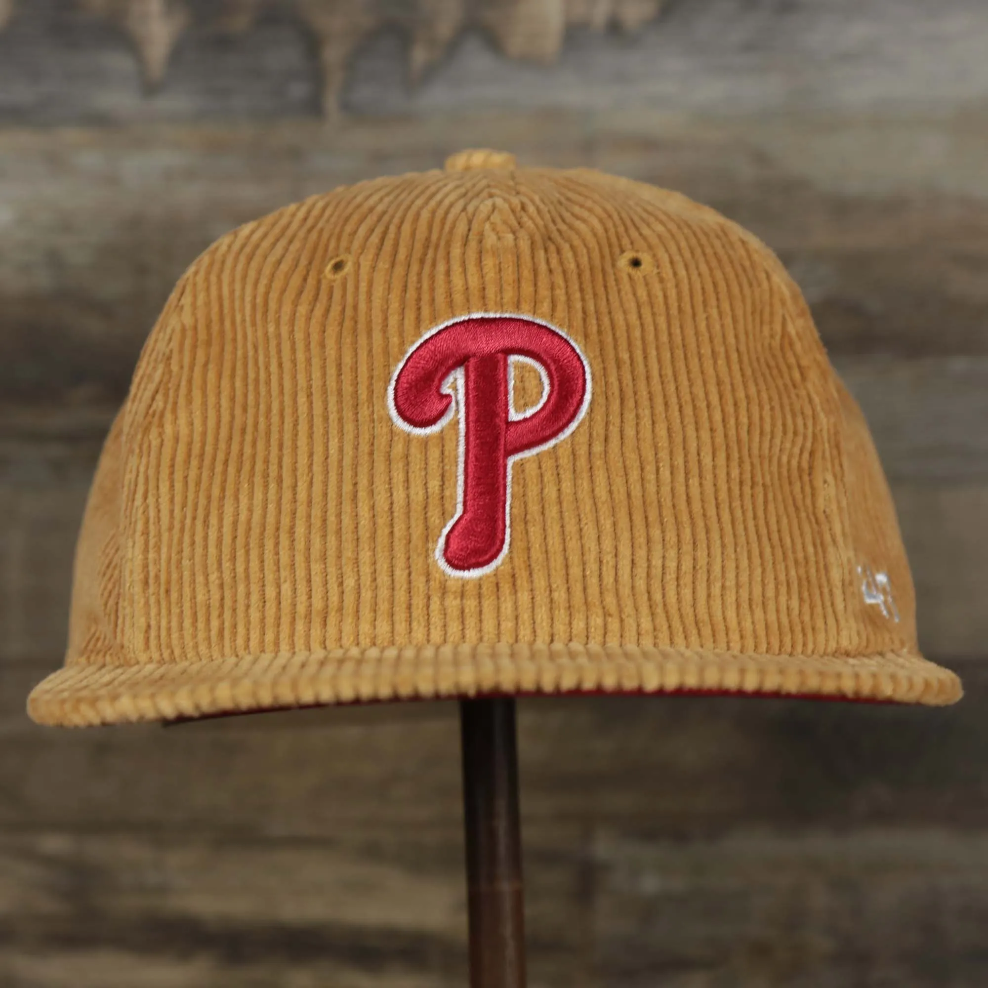 Corduroy Philadelphia Phillies Snapback | 47 Brand Khaki - Philadelphia Phillies Snapback Hat in Corduroy | Khaki | 47 Brand