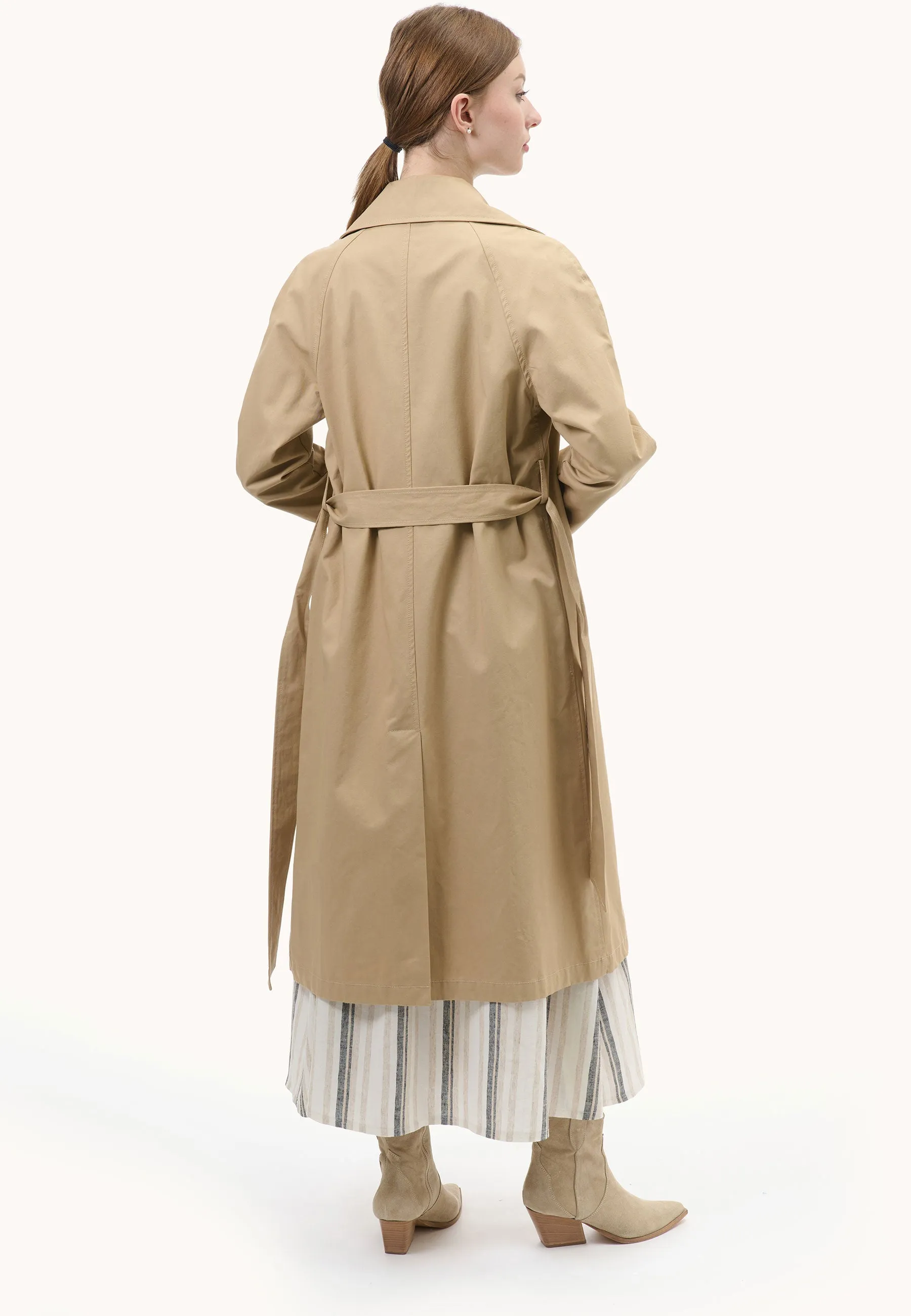 Cotton double-breasted trench coat.