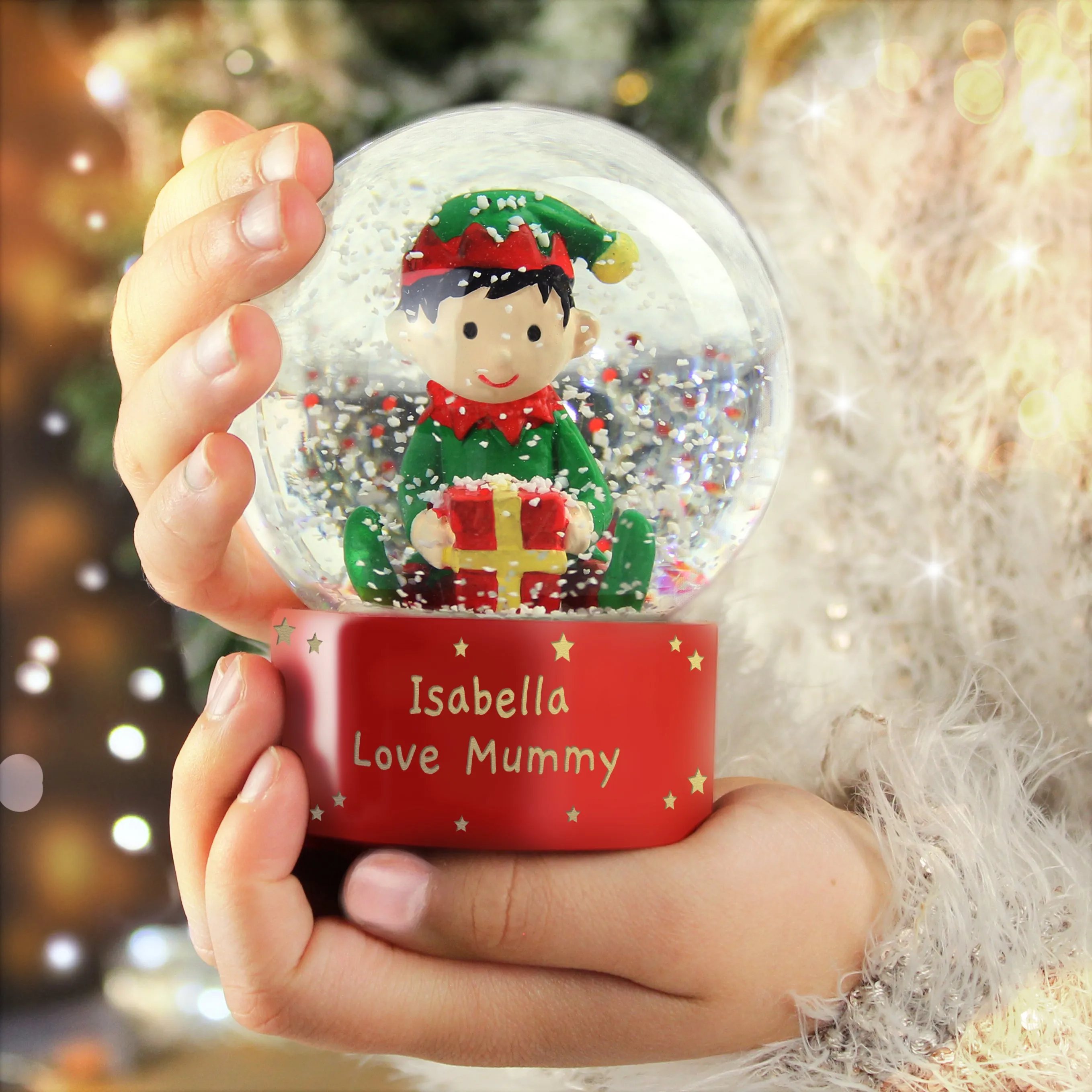 Customized Elf Glitter Snow Globe with Personal Message