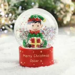 Customized Elf Glitter Snow Globe with Personal Message