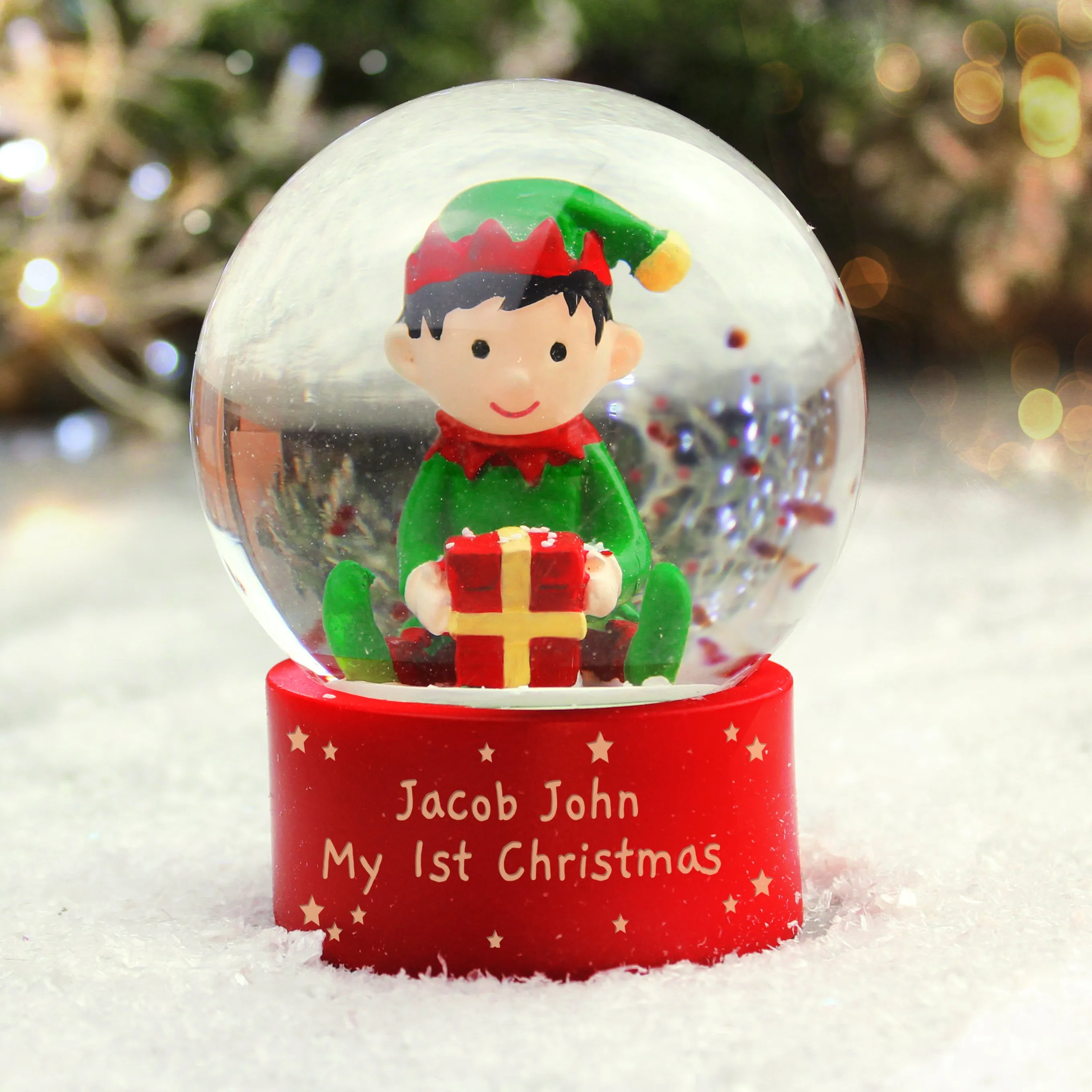 Customized Elf Glitter Snow Globe with Personal Message