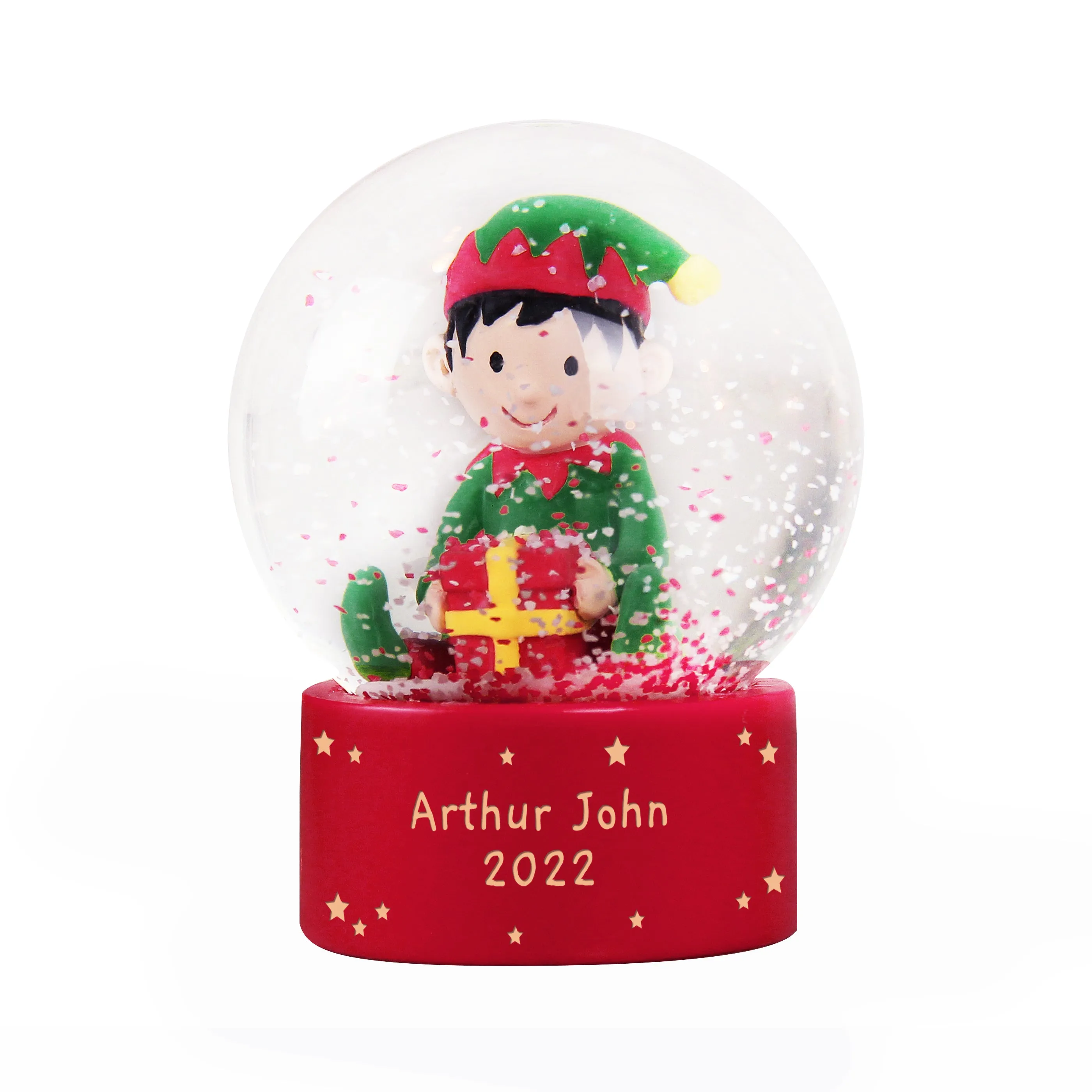 Customized Elf Glitter Snow Globe with Personal Message