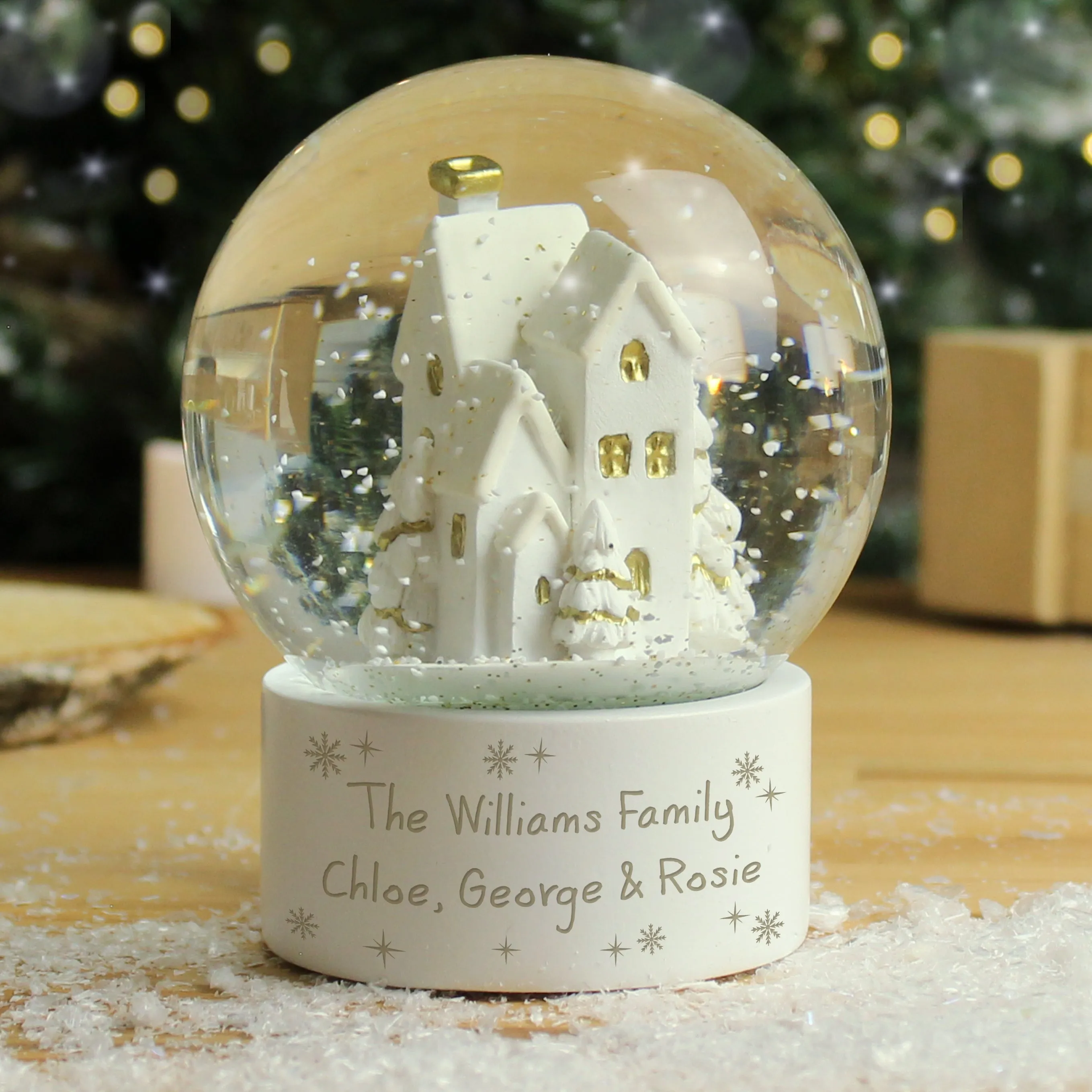 Customized Snow Globe with Glitter - Personalized Village Scene