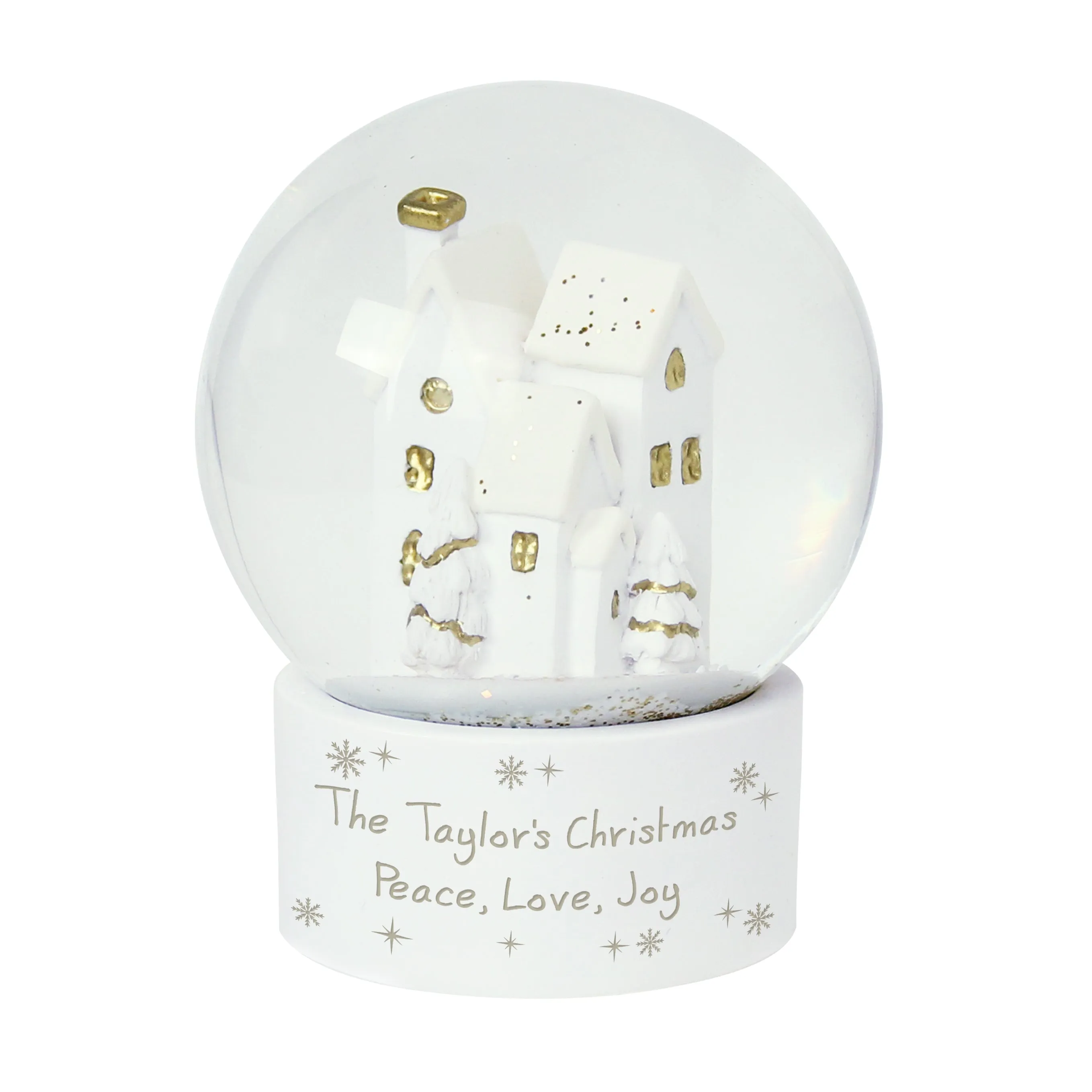 Customized Snow Globe with Glitter - Personalized Village Scene