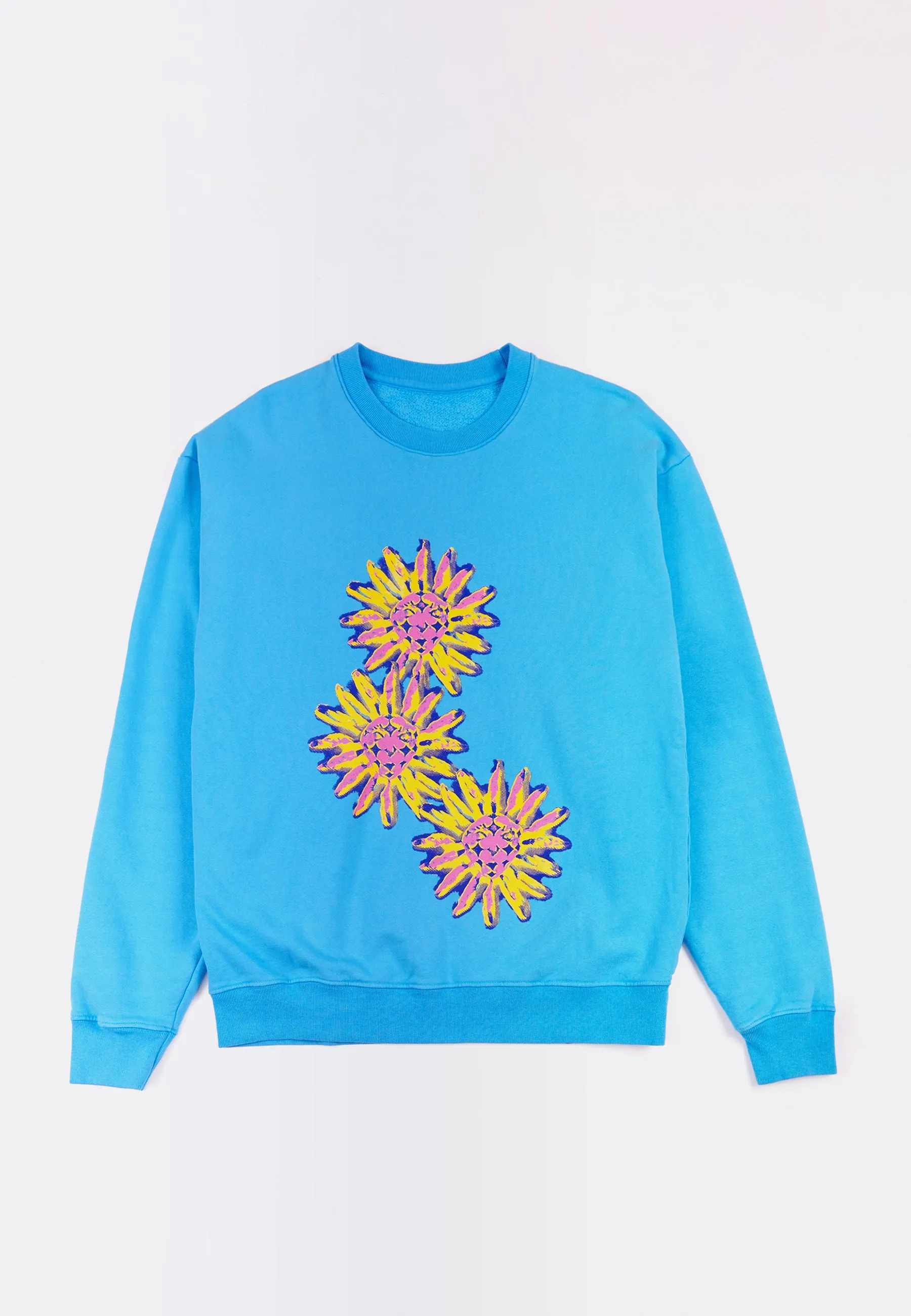 Daisy Crew Neck Sweater - carolina blue