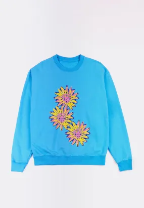 Daisy Crew Neck Sweater - carolina blue