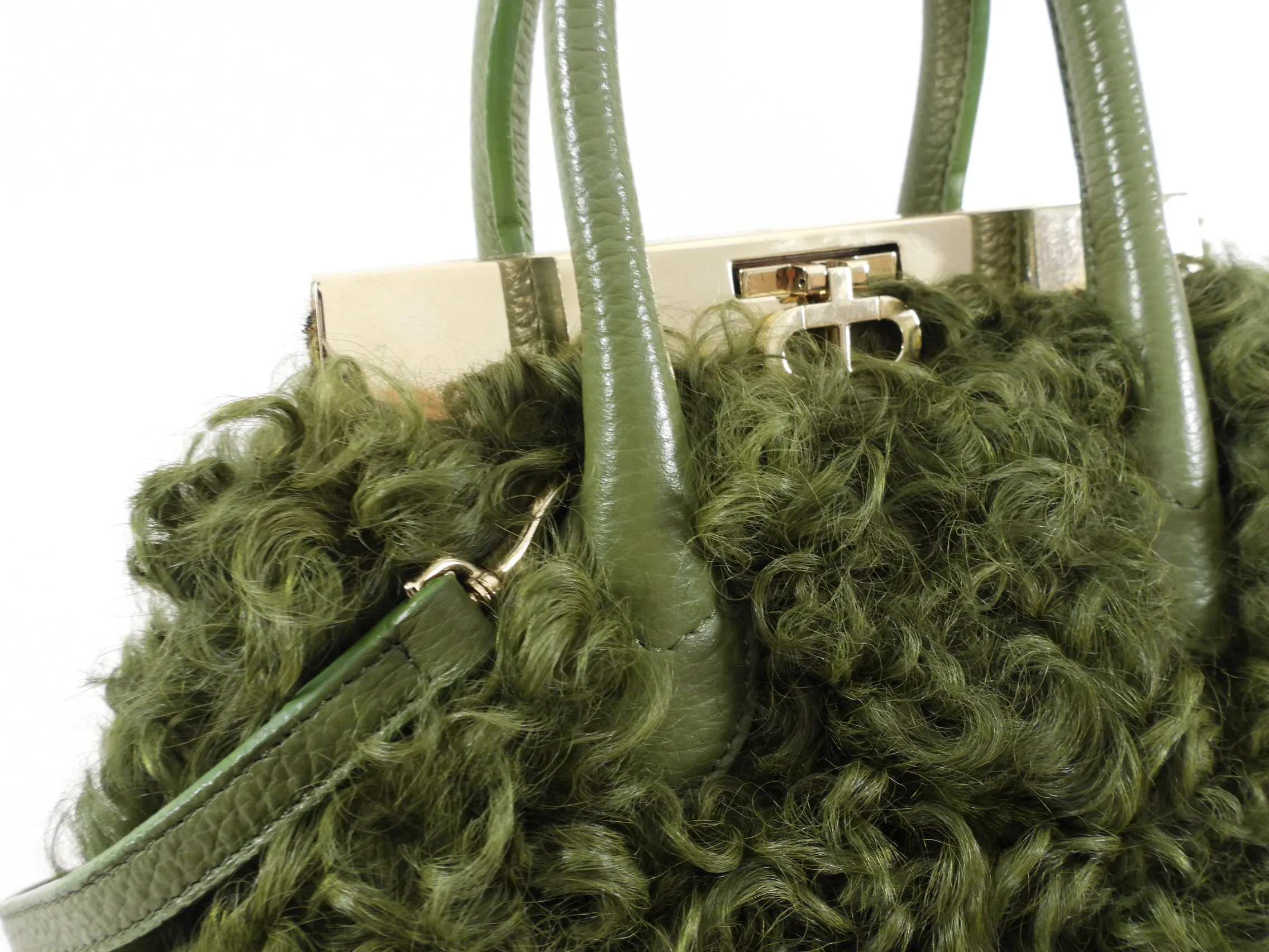 Dee Ocleppo Green Shearling Bag - Available in Two-Way Design