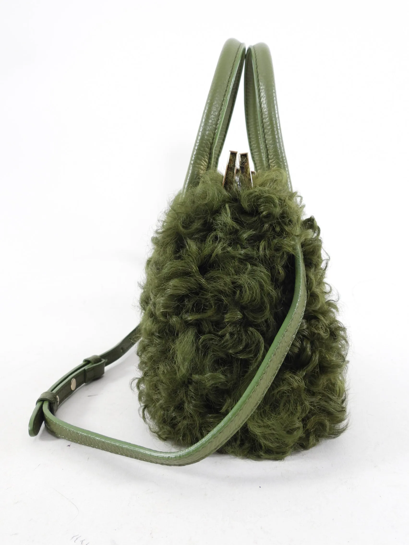 Dee Ocleppo Green Shearling Bag - Available in Two-Way Design