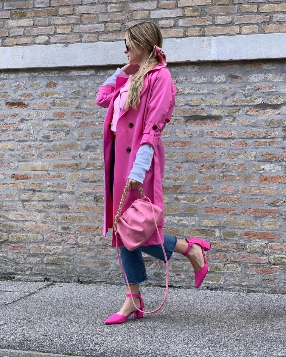 Deep pink trench coat