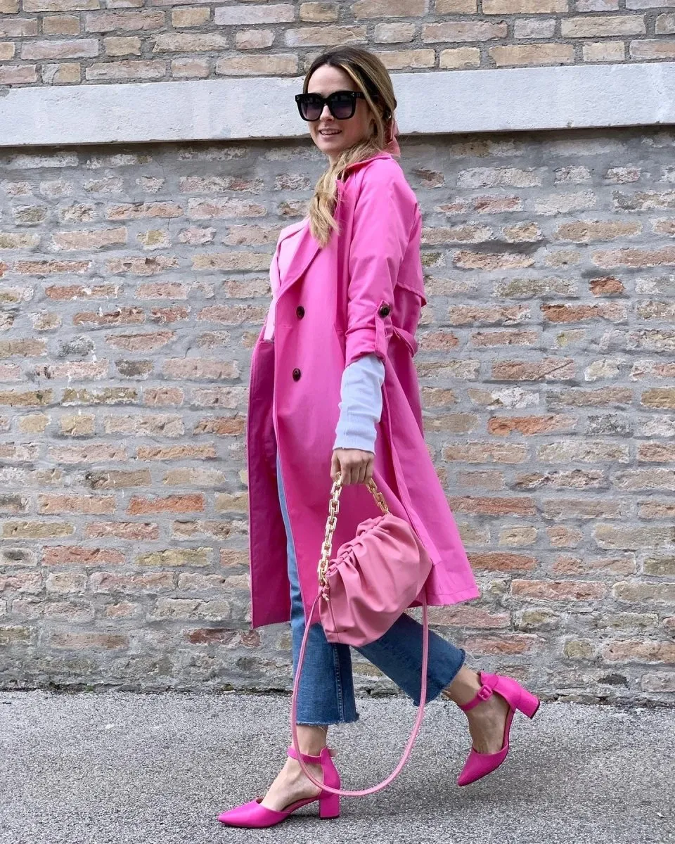 Deep pink trench coat