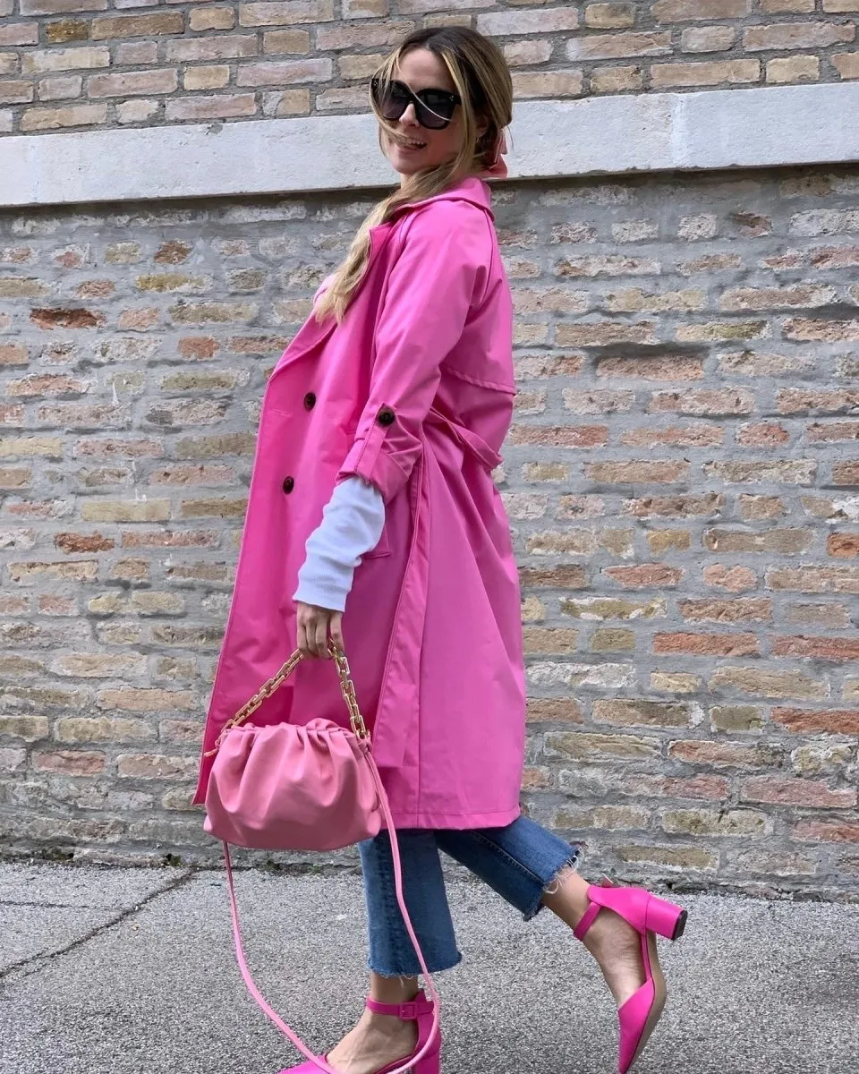 Deep pink trench coat