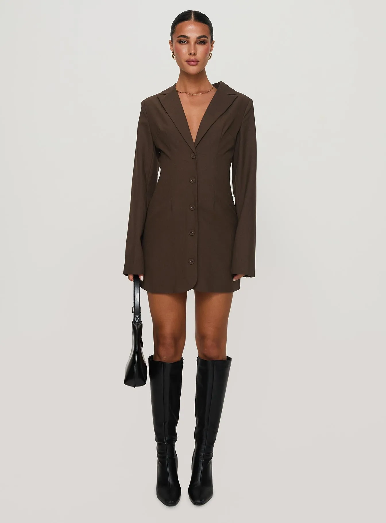 Dianah Blazer Mini Dress Brown