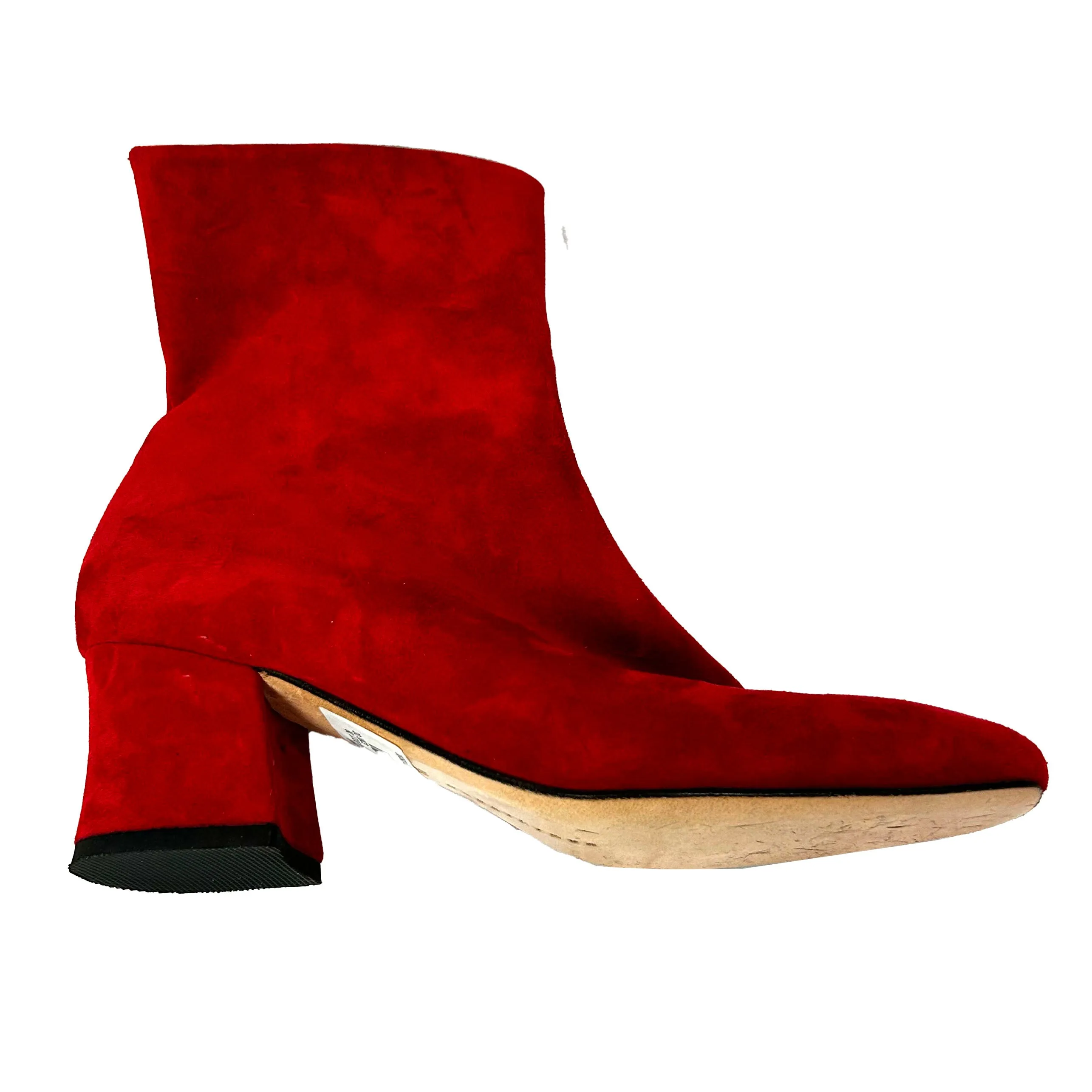 Dorateymur Red Suede Zippered Ankle Boots (Size 37/37.5/38)