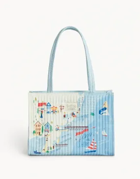 Down The Shore Quilted Zip Tote - Coastal-inspired Quilted Totebag with Zip Closure.