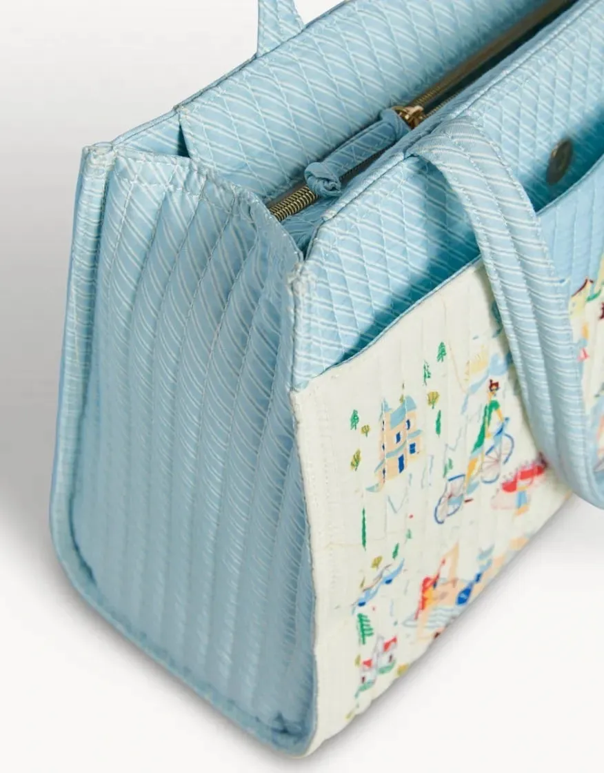 Down The Shore Quilted Zip Tote - Coastal-inspired Quilted Totebag with Zip Closure.