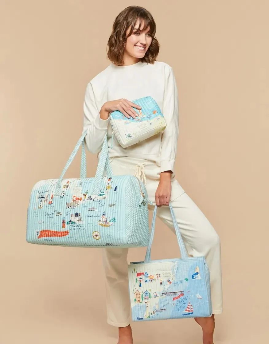 Down The Shore Quilted Zip Tote - Coastal-inspired Quilted Totebag with Zip Closure.