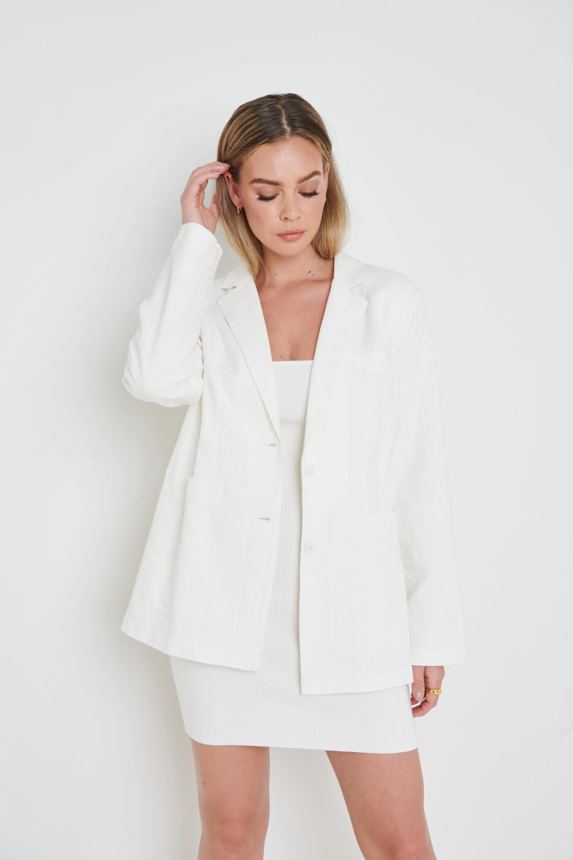 Dylan Dad Linen Blazer - Cream