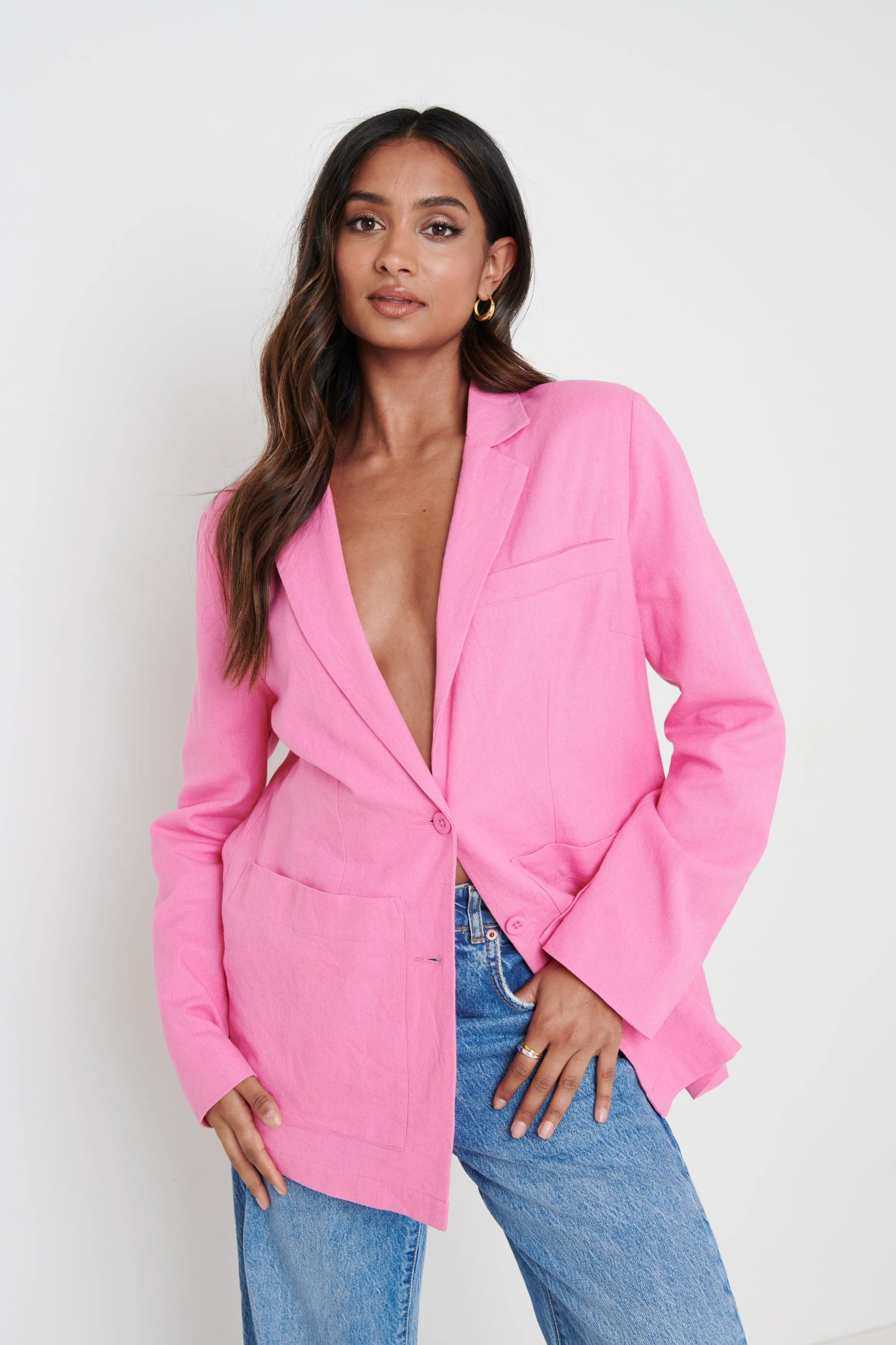 Dylan Dad Linen Blazer - Pink