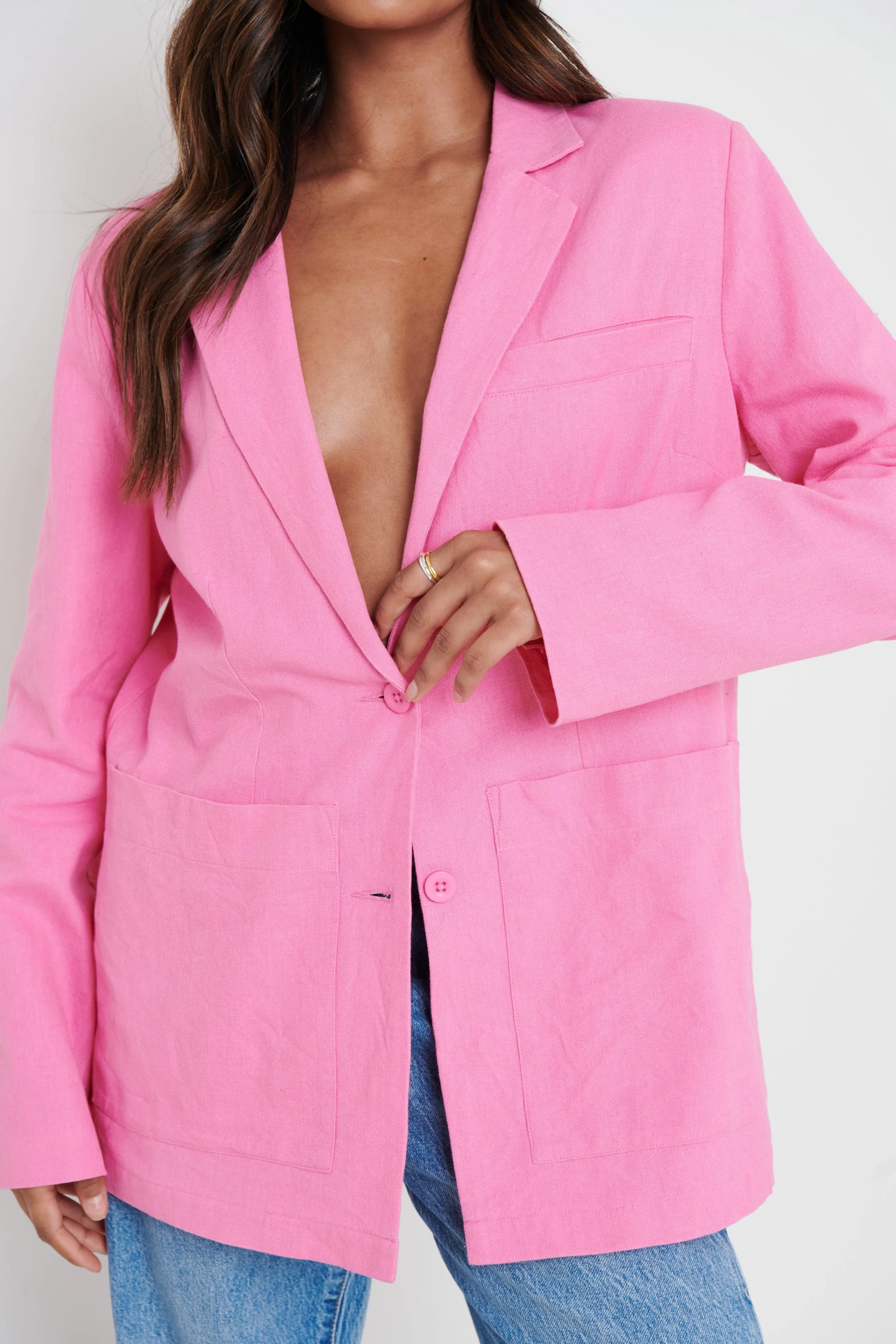 Dylan Dad Linen Blazer - Pink