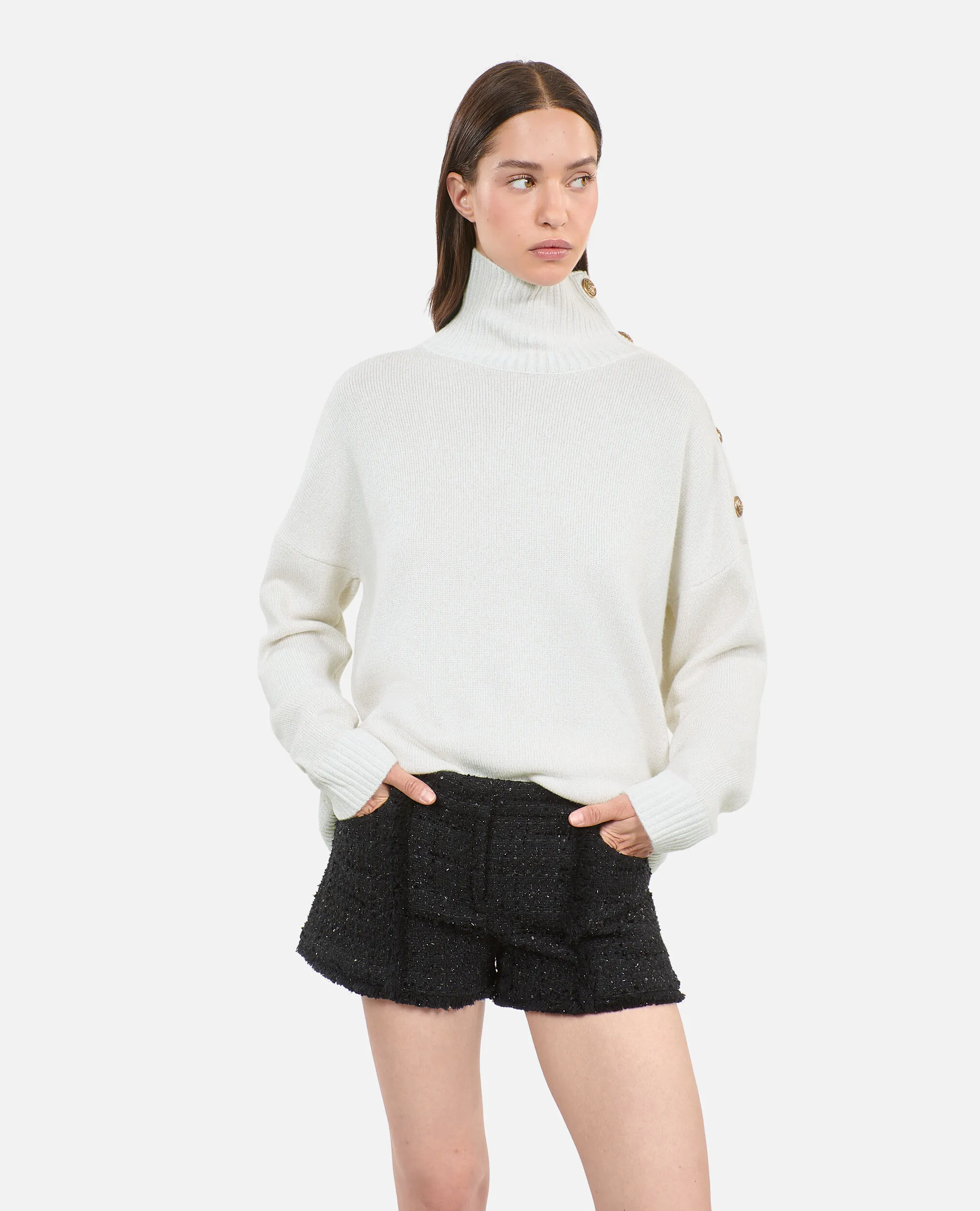 Ecru wool and cashmere sweater