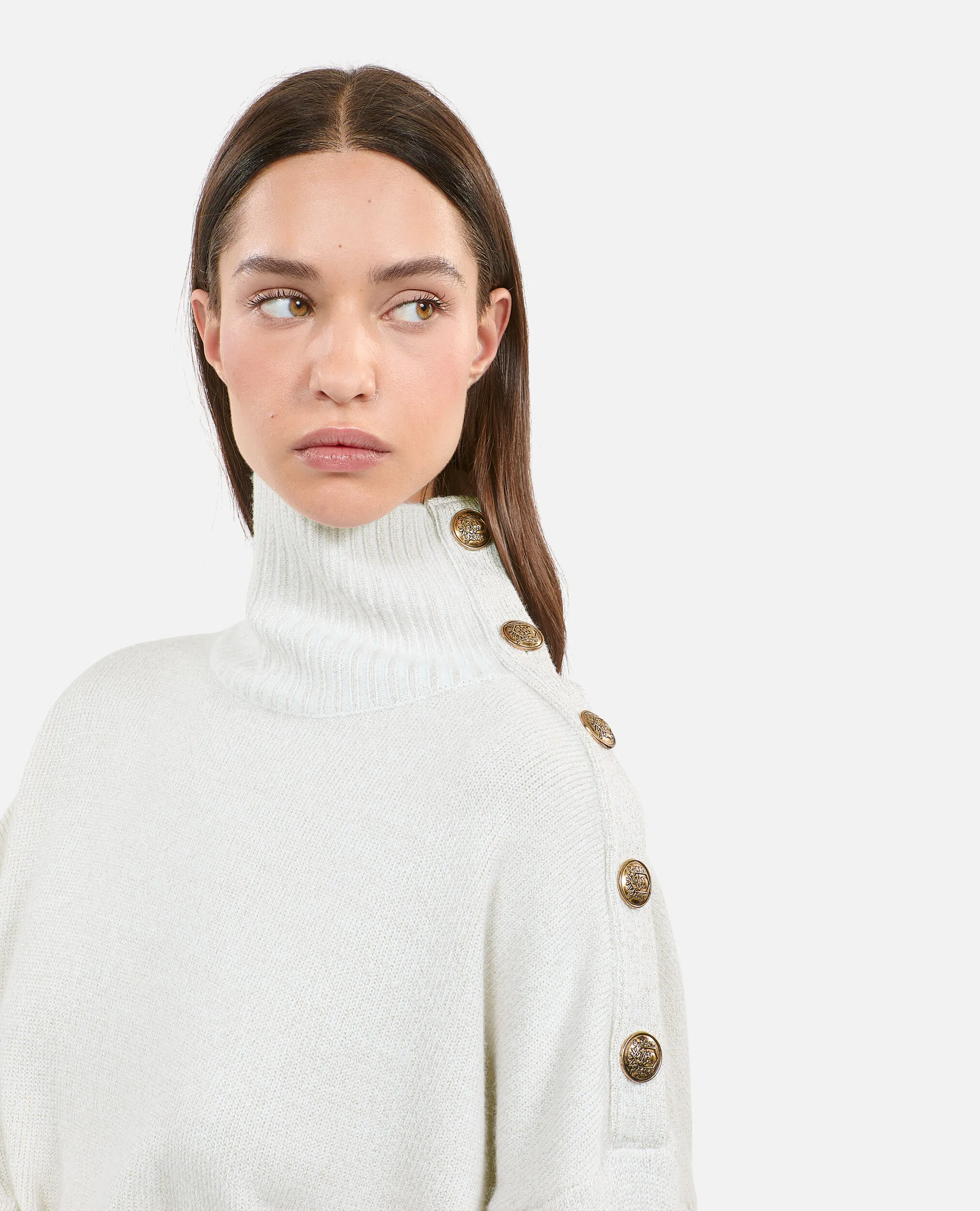 Ecru wool and cashmere sweater