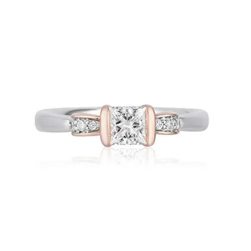 Enchanted Diamond Snow White Engagement Ring - 14K White and Rose Gold, 1/2 CTTW