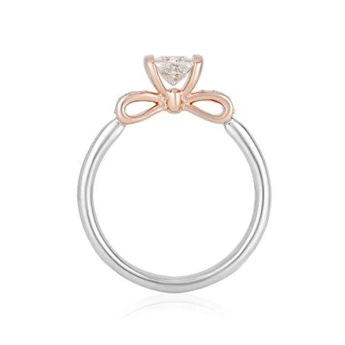 Enchanted Diamond Snow White Engagement Ring - 14K White and Rose Gold, 1/2 CTTW