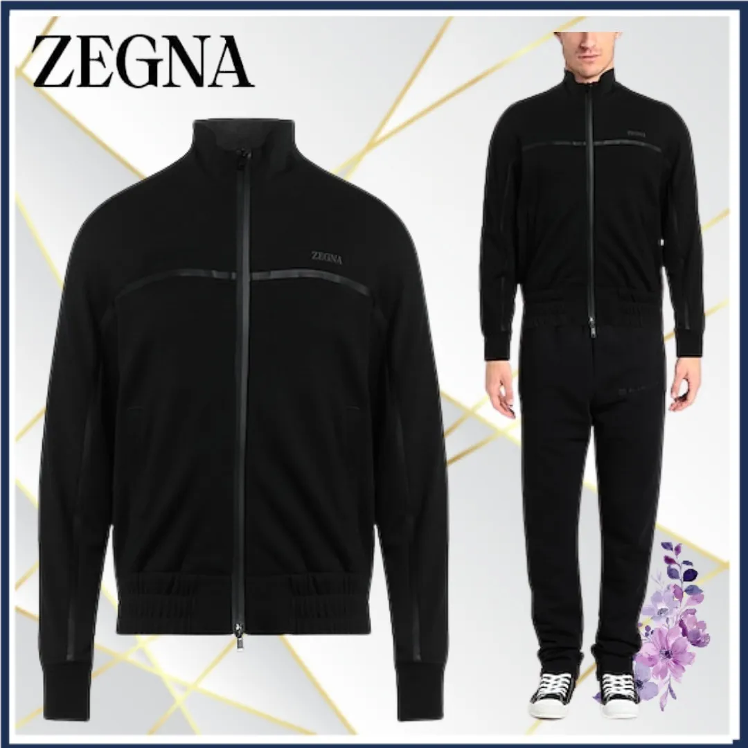 Ermenegildo Zegna  |Wool Long Sleeves Plain Oversized Logo Luxury Sweatshirts