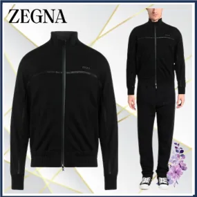 Ermenegildo Zegna  |Wool Long Sleeves Plain Oversized Logo Luxury Sweatshirts