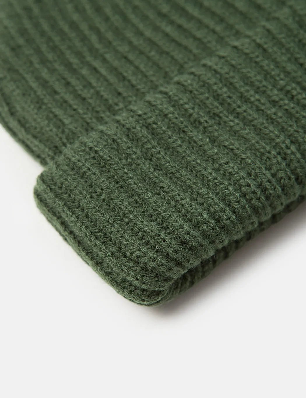 Fisherman Rib Beanie Hat - Olive Green