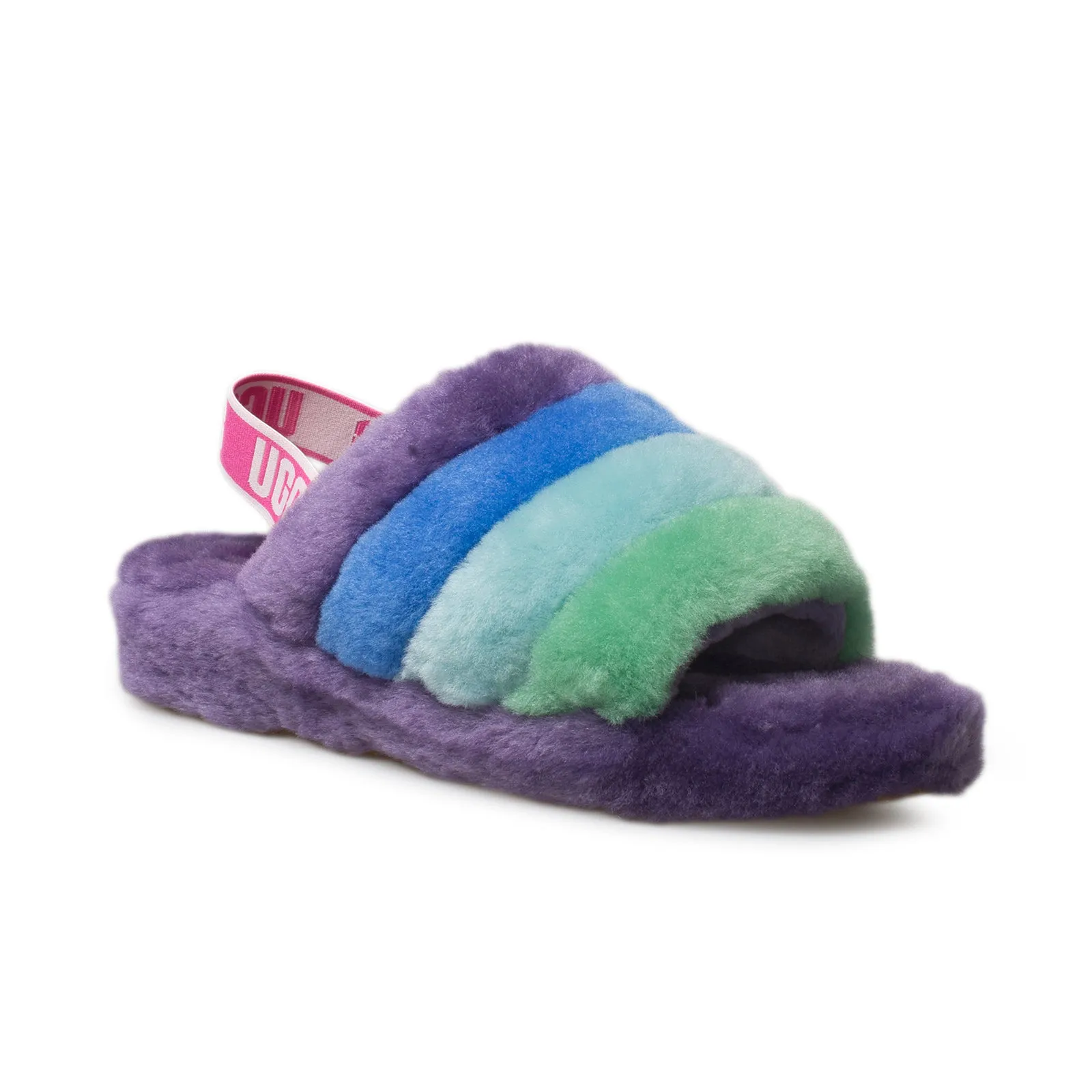 Fluff Yeah Pride Slide Purple Rainbow Slippers UGG - Women's