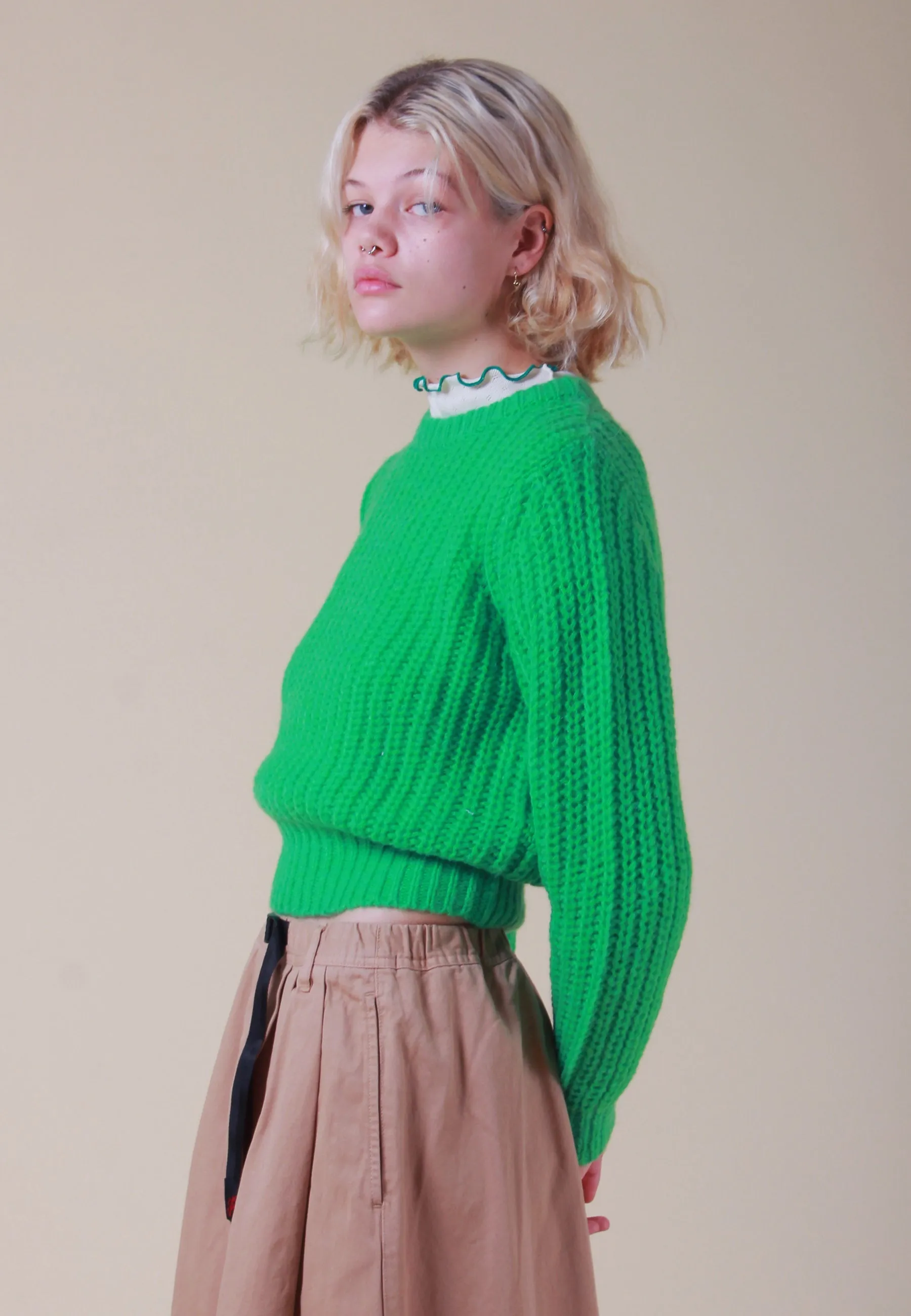 Fluffy Sailor Sweater - lime cordial